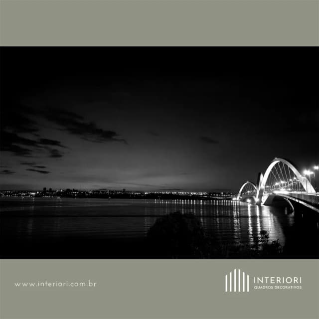 Quadro Decorativo Brasília ao Fundo e Ponte JK P&B