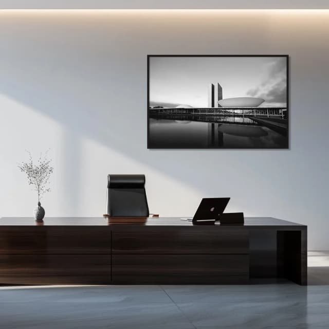 Quadro Decorativo Fim de Tarde Congresso Nacional P&B