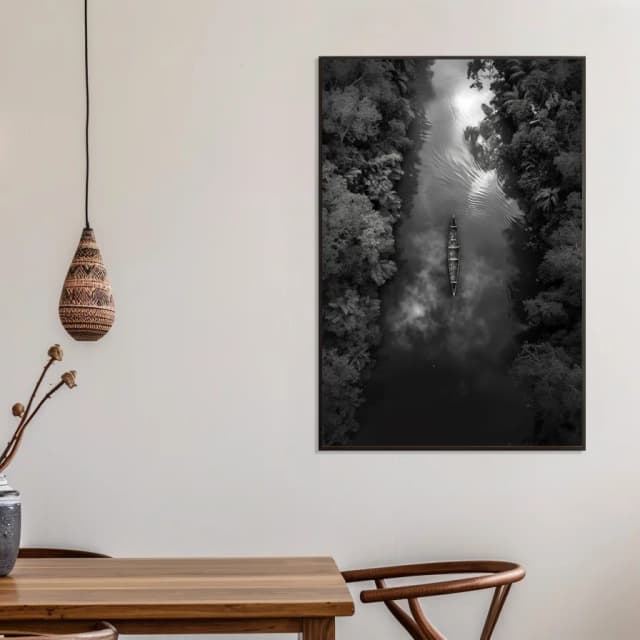 Quadro Decorativo Canoa Vazia P&B